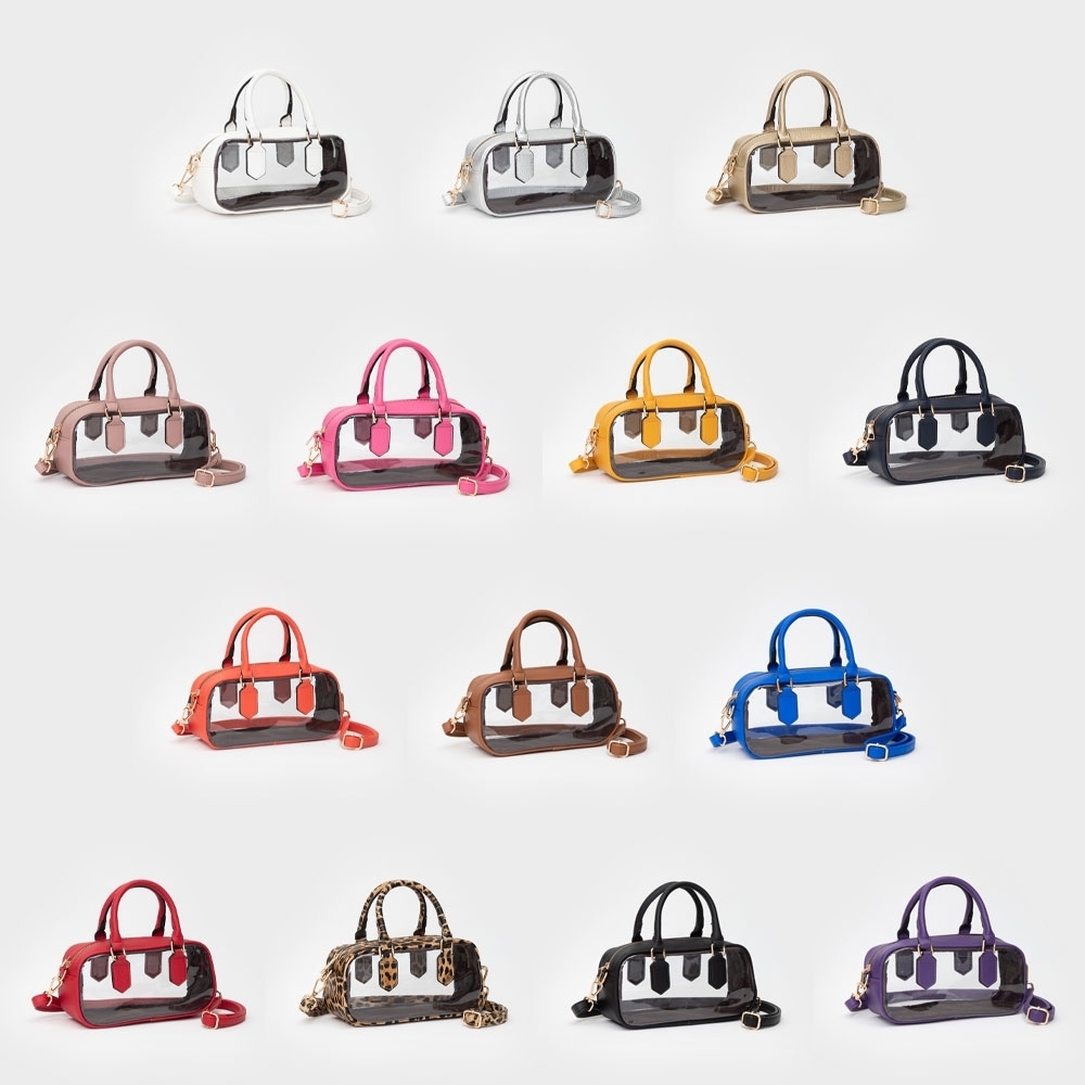 Tan Handle Structured Transparent Clear Handbag C… - image 6